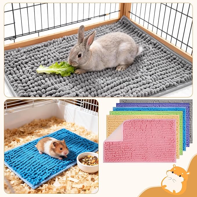 6 Pcs Guinea Pig Cage Liner, 20x12 Inch Washable Fleece Bedding Mats & Reusable Pee Pads for Rabbits and Small Animals (Multiple Colors)