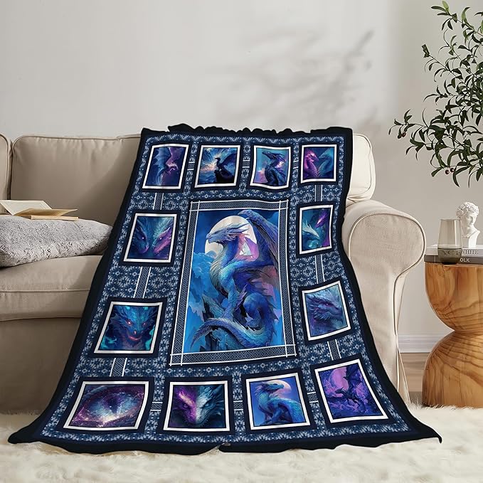Dragon Throw Blanket Dragon Stuff Gifts for Kids Girls Boys Adults Women Men Soft Cozy Warm Plush Fluffy Fuzzy Fleece Blanket Decor 40''X50''