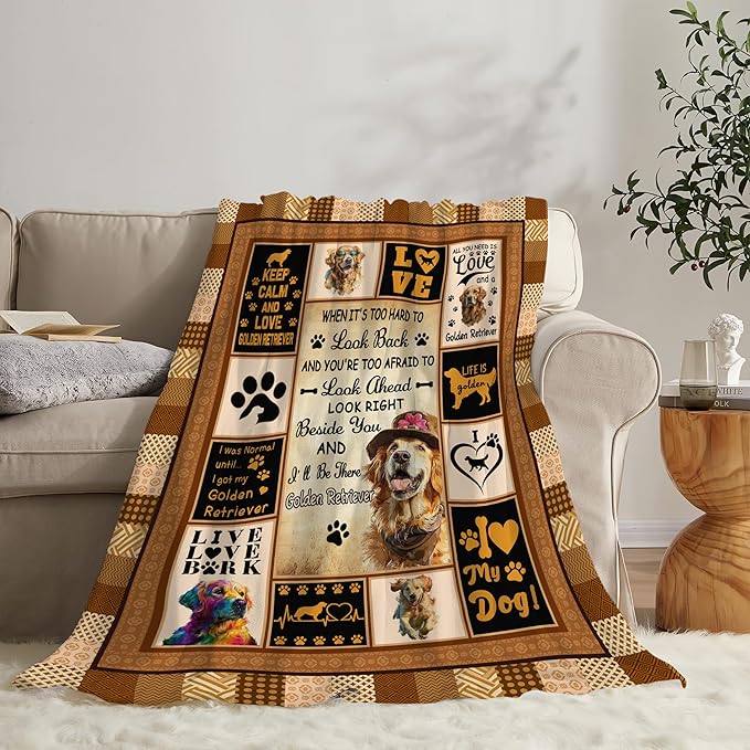 Golden Retriever Throw Blanket Golden Retriever Puppy Stuff Gifts for Dog Lover Kids Girls Boys Adults Women Men Soft Cozy Warm Plush Fluffy Fuzzy Fleece Blanket Decor 60''X80''