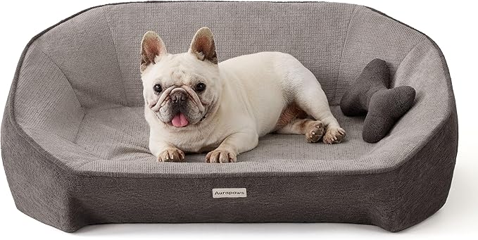 Cooling Orthopedic Dog Bed Medium Size Dog, High-Resilience Memory Foam Support, All-Season Comfort Pet Bed with 3 Washable Removable Cover & Waterproof Liner, Never Sag Dog Couch with Bone Toy