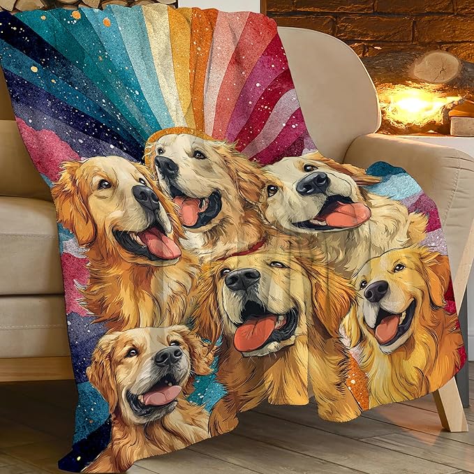 Golden Retriever Throw Blanket Golden Retriever Puppy Stuff Gifts for Dog Lover Kids Girls Boys Adults Women Men Soft Cozy Warm Plush Fluffy Fuzzy Fleece Blanket Decor 40''X50''