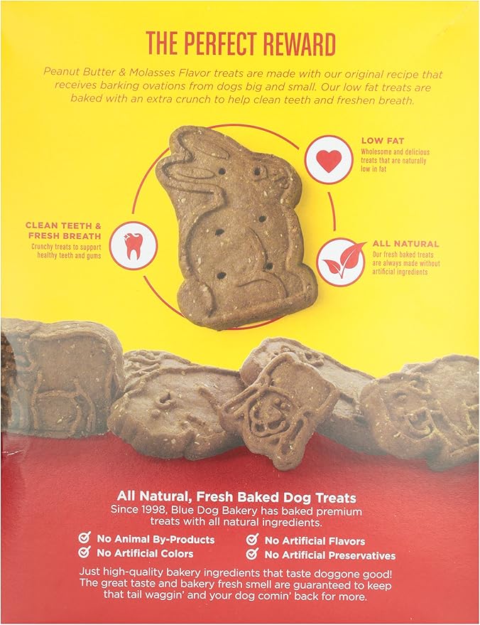 Blue Dog Bakery Natural Low Fat Peanut Butter & Molasses Biscuits, 20 oz