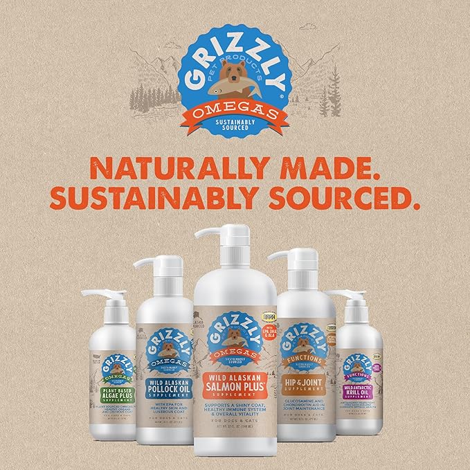 Grizzly Salmon Oil Cat Food Supplement Omega 3 Fatty Acids, 4 oz