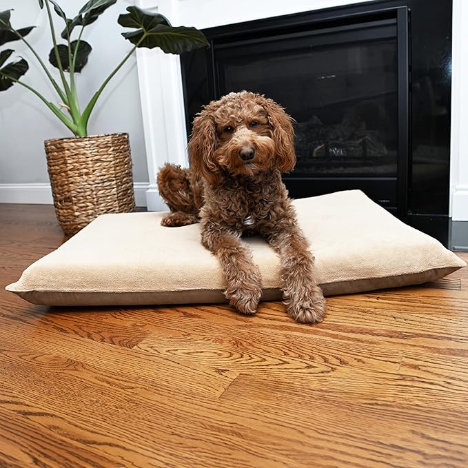 47"X29"X4" Beige Color Orthopedic Waterproof Memory Foam Pet Bed Pad for Extra Large Dog Crate Size 48"X30" with 2 External Covers