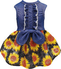 Fitwarm Sunflower Denim Dog Dress, Dog Clothes for Small Dogs Girl, Pet Cat Outfit, Blue, Black, Yellow, Red, XS