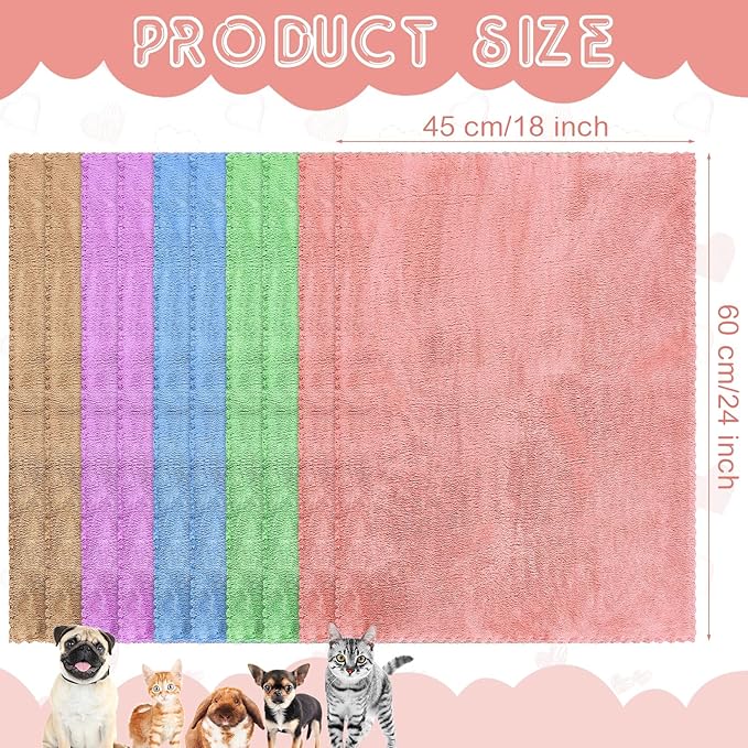 SmoothNovelty 5 Pcs Waterproof Guinea Pig Blankets Washable Small Animal Pee Pad Pet Blanket Sleep Bedding Mats Absorbent Guinea Pig Cage Liner Reusable Pet Sleep Pad(Colorful,18" X 24",Classic)