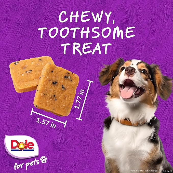 Dole for Pets Fruit Jerky Bites Dog Treats, Banana and Dragon Fruit Flavor, Chewy Treats Flavored with Real Fruit, No Wheat, Corn, Soy, Artificial Flavors, Colors, or Preservatives, 6 Oz
