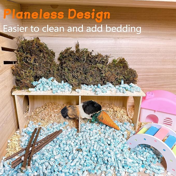 Hamiledyi Wooden Hamsters 2-Chamber Hideout-Tunnel Multi Chamber Exploring Toy Rat Exploring Tunnel Toy for Mice Guinea Pig Hedgehog Squirrel Sugar Glider