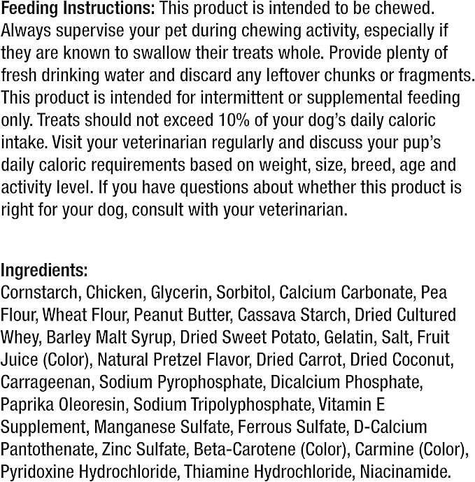 SmartBones Mini Pretzels Dipped With Real Peanut Butter, 7 Count, Rawhide-Free Chews For Dogs, (Pack of 6), Count: 42