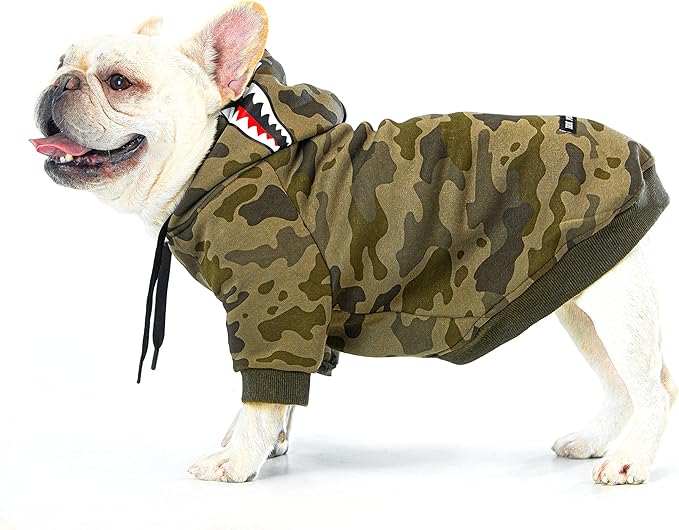 Camo Dog Hoodie Dog Clothes Extra Warm Fleece Lining Stretchy Fit for Small Medium Large Dogs (Camo, Small)