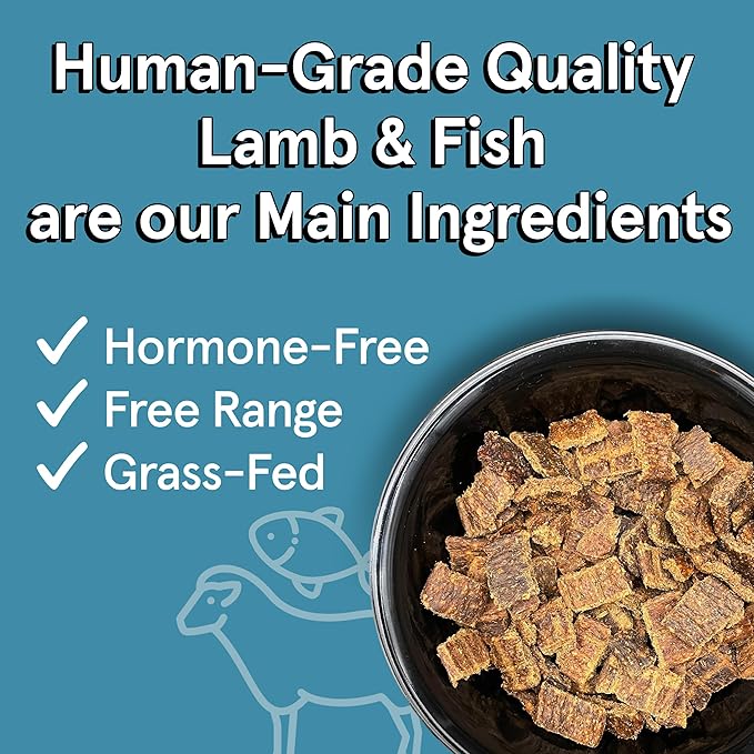 Real Meat Air Dried Dog Food w/ Real Lamb & Fish - 2lb Bag of Grain-Free Real Meat Dog Food Sourced from Free-Range Lamb & Ocean-Caught Fish - Digestible, All-Natural, & High-Protein Lamb and Fish