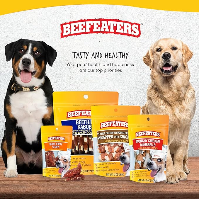 Beefeaters Triple Flavor Beefhide Kabobs 40oz, Dog Treats with Real Chicken, Liver & Sweet Potato – Long-Lasting Dog Kabob Treats for Chewing, Dental Support*, Flavor-Packed Treats - Training Rewards