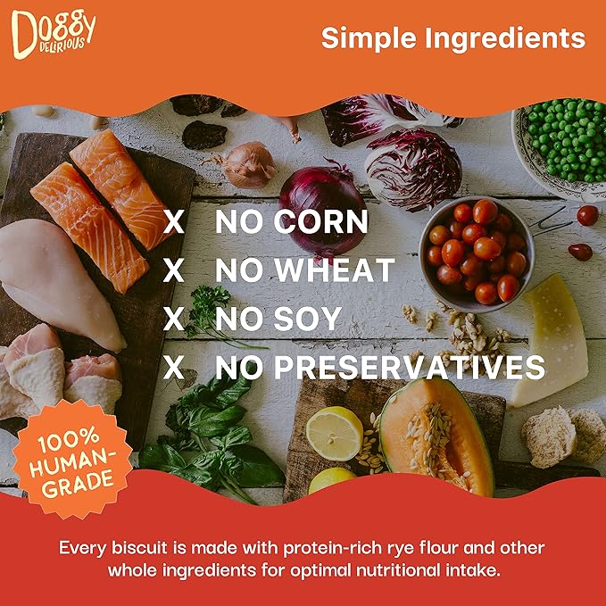 Doggy Delirious Crunchy Dog Treats – for All Pet Sizes, Breeds – All-Natural Puppy Treat – 100% Human-Grade – Delicious Pet Treat Bones, Snacks for Dogs – Pumpkin, 16 Oz.