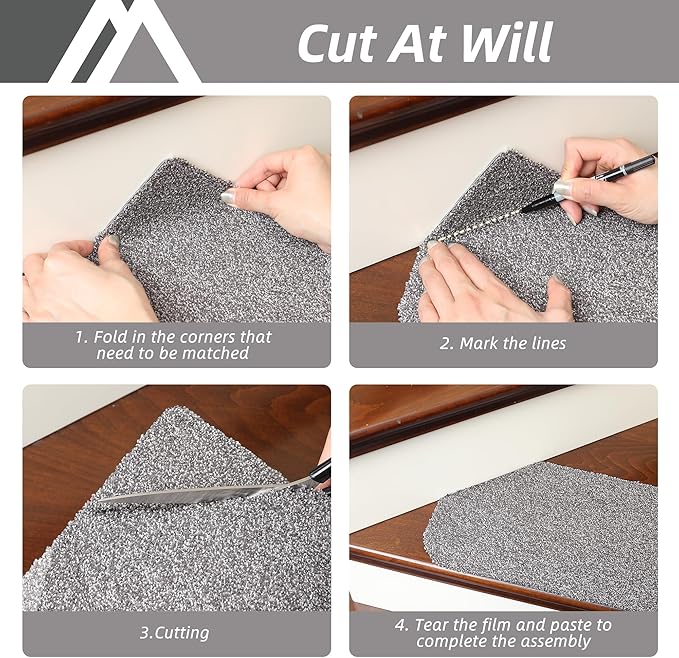 COSY HOMEER Stair Treads Non-Slip Carpet Mat 28inX9in Indoor Stair Runners for Wooden Steps, Stair Rugs for Kids and Dogs, 100% Polyester TPE Backing 10pcs,Grey,Protect Floor