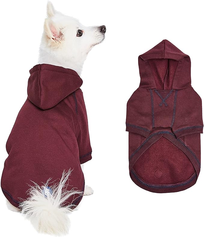 Blueberry Pet Dog Hoodie – 16″ Soft Cotton‑Blend Sweater for Small Dogs, Burgundy Red, Award‑Winning Frenchie Apparel