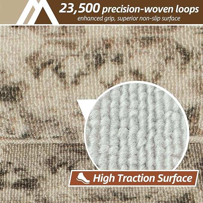 COSY HOMEER Stair Treads for Wooden Steps Washable Non Slip Stair Treads 8" X 30" Soft Stair Carpet Treads Reusable Indoor Stair Runner Rug for Kids, Elders and Pets 15pcs