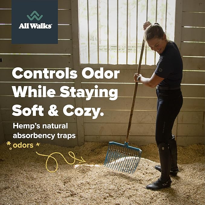 All Walks 150 Liter(30 lbs) Hemp Bedding for Chicken Coops, Hampters, Ducks, and Turkeys - 100% Natural, Superior Odor Control, Biodegradable Pet Bedding, Dust-Free - Made in USA