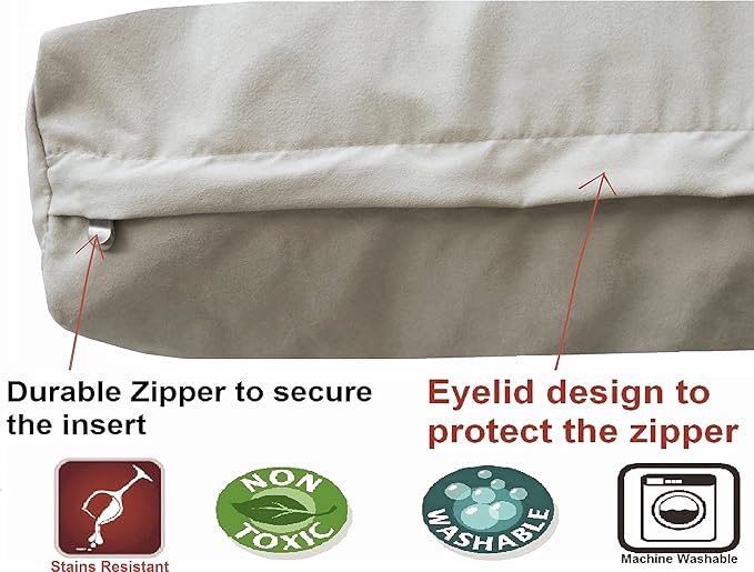 Dogbed4less Premium HeadRest Pillow Orthopedic Cool Memory Foam Dog Bed for Large Dogs, Waterproof Lining with Washable Suede Khaki Cover, Extra Large 47X29 Inches