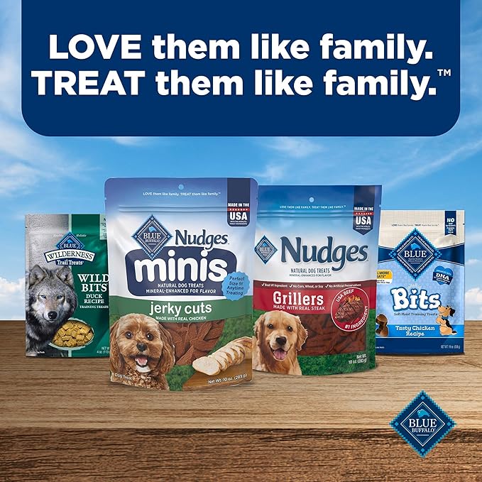 Blue Buffalo Nudges Minis Jerky Cuts Made with Real Chicken, Natural Dog Treats Mineral-Enhanced for Flavor, 10 oz. Bag