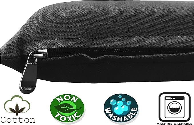 Dogbed4less Memory Foam Dog Bed for Small to Medium Large Pet with Waterproof Internal Cover, Canvas Black External Cover 34X27X3 Inches