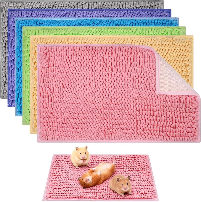 6 Pcs Guinea Pig Cage Liner, 20x12 Inch Washable Fleece Bedding Mats & Reusable Pee Pads for Rabbits and Small Animals (Multiple Colors)