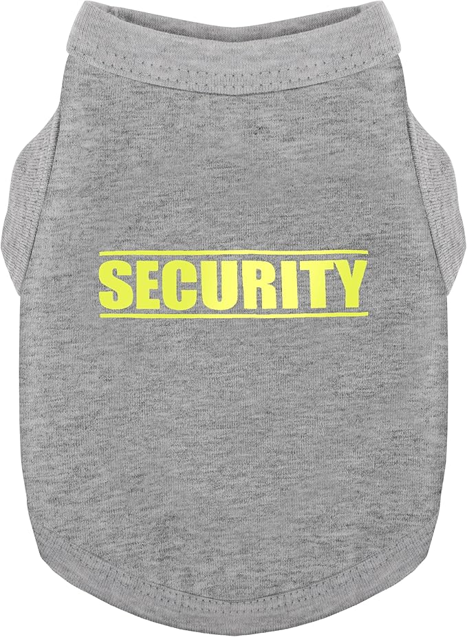Discover Cozy Cotton Canine Wear: Soft, Lightweight, and Breathable Dog Shirt Vest with Eye-Catching Graphics(Security), Keeping Your Furry Friend Warm and Comfy! Grey M