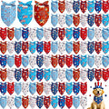 Shyyween 100 Pcs Patriotic Dog Bandanas Bulk Memorial Day Bandanas for Dogs Triangle Scarf Set for 4th of July 1776 Red White and Blue for Small Medium Large Outfit(Star, 25.6 x 17.7 x 17.7 Inch)
