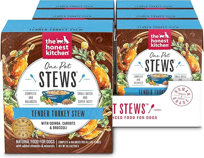 The Honest Kitchen Human Grade Wet Dog Food - One Pot Turkey Stews,10.5 Oz(Pack of 6)