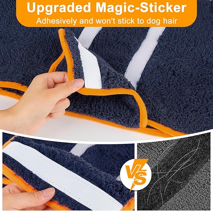Bienbee Dog Bathrobe, Quick Drying Super Absorbent Dog Robes for After Bath, Warm Keeping Dogs Towel, Dogs Bath Supplies, Navy Blue M