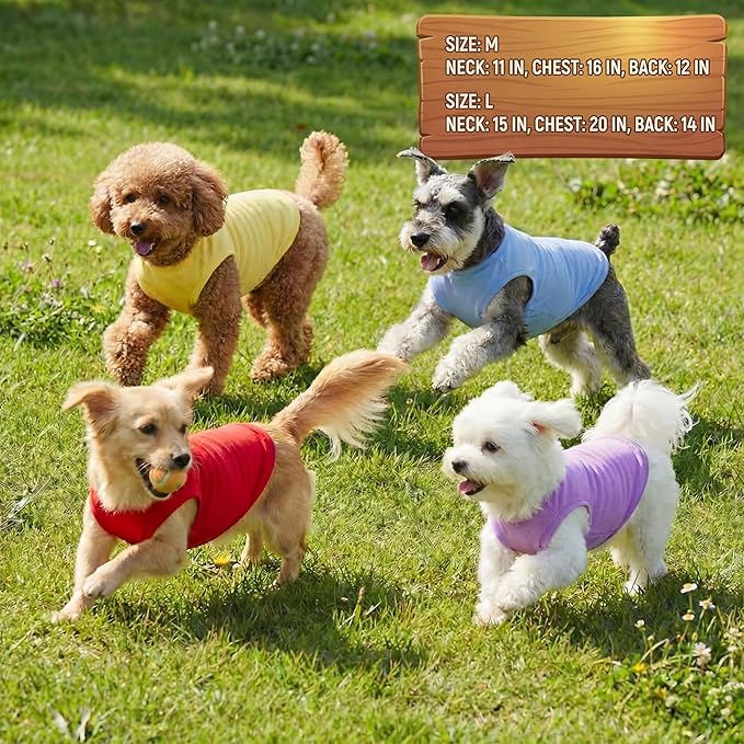 Hillban 9 Pcs Dog Shirts for Small Dogs Colorful Summer Sleeveless Dog T Shirts Stretchy Cute Blank Puppy Tank Top Cotton Breathable Pet Vest Comfort Dogs Clothes Pet Outfit for Daily Wear
