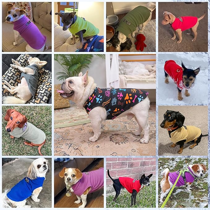 BEAUTYZOO Small Dog Sweater Fleece Vest Winter Jacket, D-Ring Leash Attachment for XS S Puppy Medium Sized Breeds Dogs, Cold Weather Dog Clothes Windproof Keep Warm, Plaid L