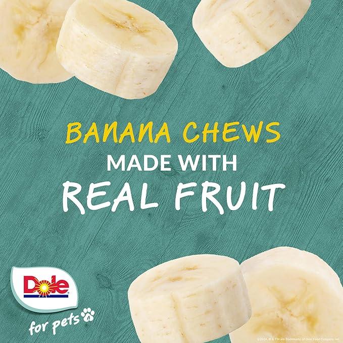 Dole for Pets Freshly Fetched Lasting Chew Banana Flavor Dog Treats, Medium and Large Breeds, No Wheat, Corn, Soy, Artificial Flavors, Colors, or Animal Products, 8 Ounces, 5 Chews