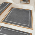 COSY HOMEER Stair Landing Rug 30x30 Inch, Non-Slip Square Landing Mat for Wood Steps Indoor, Washable Polyester with TPE Backing, Grey