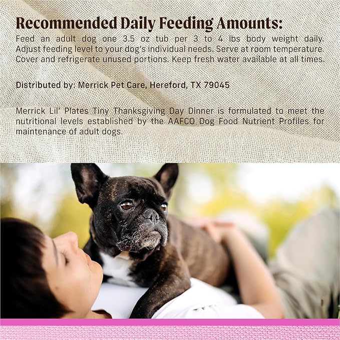 Merrick Lil’ Plates Premium Grain Free Natural, Soft Wet Dog Food For Small Dogs, Tiny Thanksgiving Day Dinner - (Pack of 12) 3.5 oz. Tubs