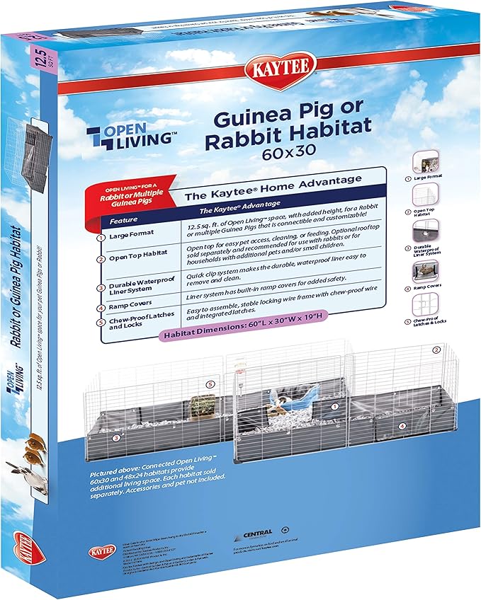 Kaytee Open Living Pet Guinea Pig or Rabbit Habitat, 60" x 30"