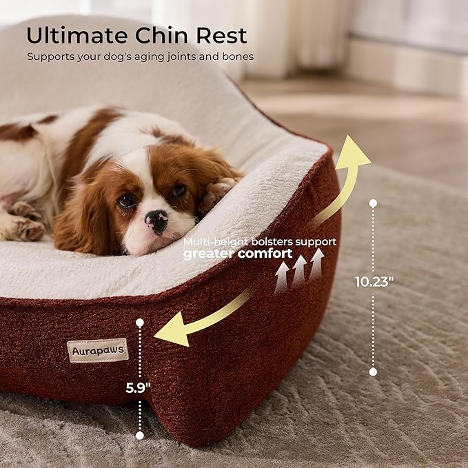 Cooling Orthopedic Dog Bed Medium Size Dog, High-Resilience Memory Foam Support, All-Season Comfort Pet Bed with 3 Washable Removable Cover & Waterproof Liner, Never Sag Dog Couch with Bone Toy