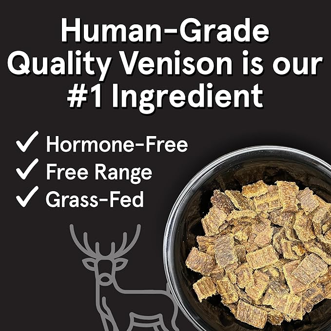 TRMC Real Meat Air Dried Dog Food w/Real Venison - Two 2lb Bags of USA-Crafted Grain-Free Real Meat Dog Food Sourced from Hormone-Free, Free Range, Grass-Fed Venison - All Natural, High Protein