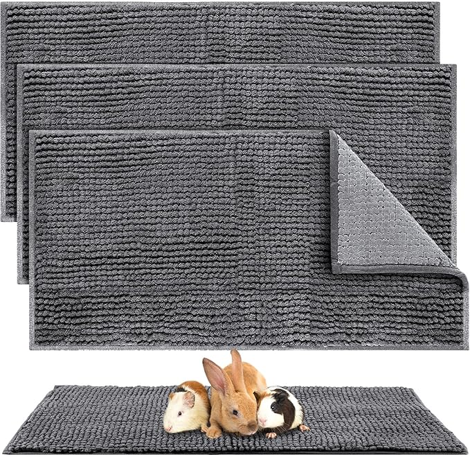 Amylove 4 Pcs Guinea Pig Cage Liner Washable Fleece Pee Pads Pet Dog Cat Bedding Training Mat for Small Animal Guinea Pig Puppy Bunny Hamster(47 x 24 Inch,Rectangular,Dark Gray)