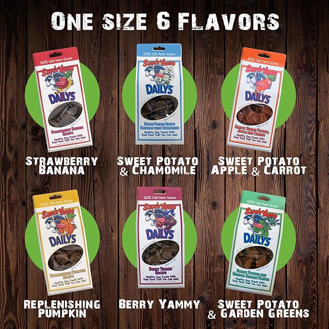 Front Porch Pets Sam's Yams Daily's Strawberry Banana Recipe Sweet Potato Dog Treats, Healthy Dog Snacks for All Breed Sizes, 7 Ounce