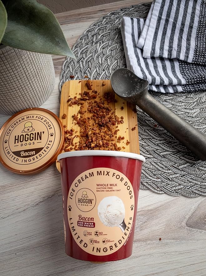 Puppy Cake Hoggin' Dogs Ice Cream Mix - Just Add Water and Freeze, No Sugar Added, Gifts for Dogs, All Natural, Bacon Flavor, 4.65 oz - Made in USA