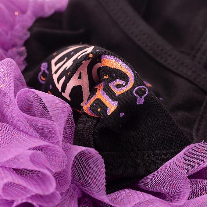 Fitwarm Witch Please Halloween Dog Tutu Dress, Funny Halloween Costumes for Small Girl Dogs, Pet Outfit, Black, Purple, Small