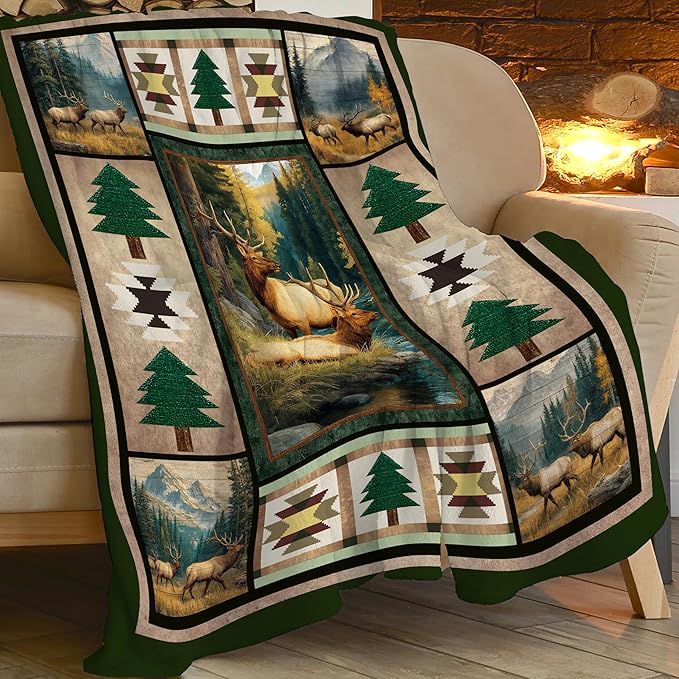 Deer Throw Blanket Deer Elk Stuff Gifts for Kids Girls Boys Adults Women Men Soft Cozy Warm Plush Fluffy Fuzzy Fleece Blanket Decor 40''X50''