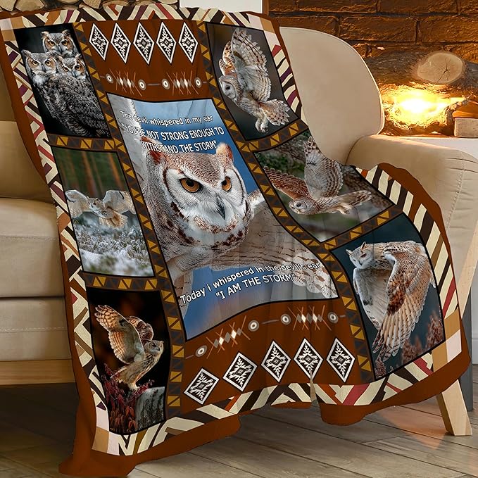 Owl Throw Blanket Owl Stuff Gifts for Kids Girls Boys Adults Women Men Soft Cozy Warm Plush Fluffy Fuzzy Fleece Blanket Decor 40''X50''