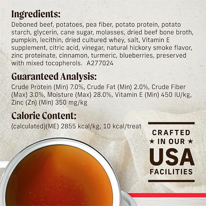 Healthy Bites Grain Free Dog Treats, Soft Treats with Bone Broth for Dogs, Beef and Bone Broth Recipe - 16 oz. Pouch