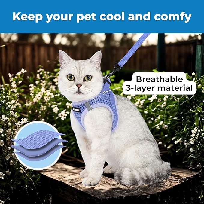 Voyager Step-in Pet Harness - All Weather Mesh, Adjustable Step in Harness for Cats and Dogs by Best Pet Supplies - 307 Set Lavender, XS