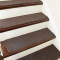 COSY HOMEER Stair Treads Non-Slip Carpet Mat 28inX9in Indoor Stair Runners for Wooden Steps, Stair Rugs for Kids and Dogs, 100% Polyester TPE Backing 4pcs,Brown,Protect Floor