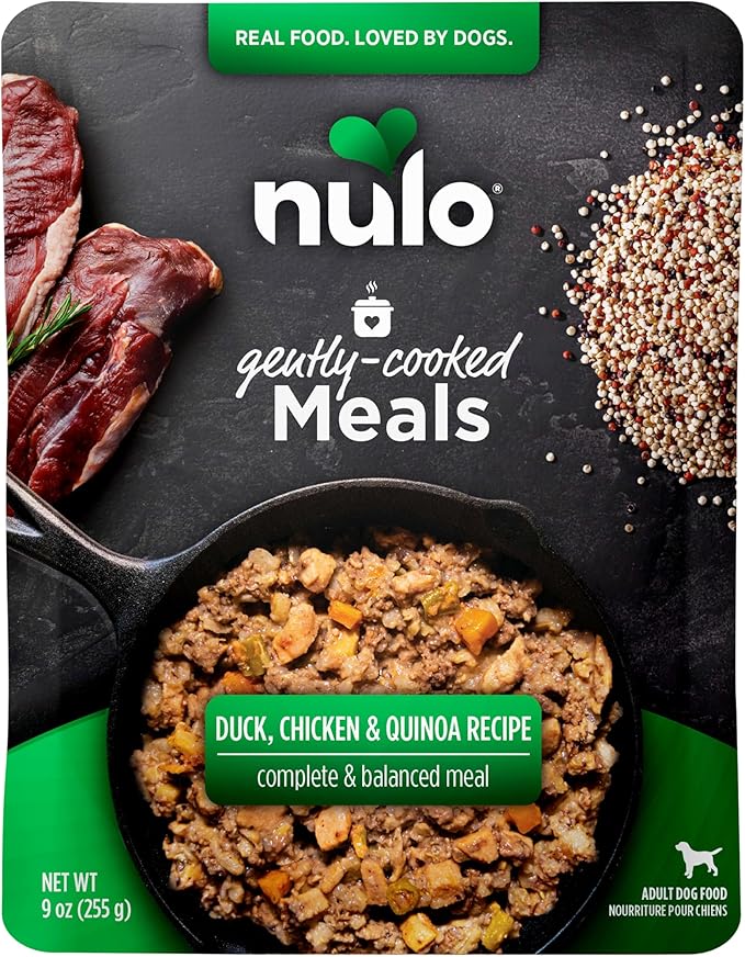 Nulo Gently-Cooked Meals Complete and Balanced Adult Wet Dog Food, Duck & Quinoa, 9 Ounce, 8 Count