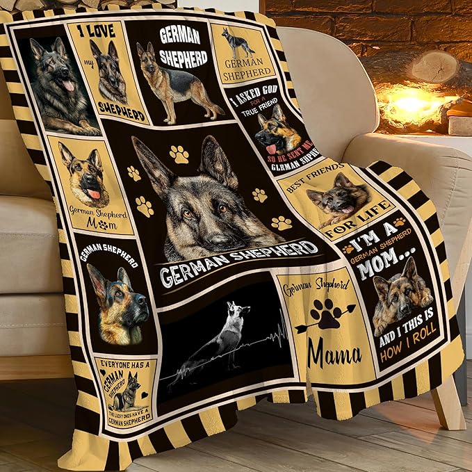 German Shepherd Throw Blanket German Shepherd Puppy Stuff Gifts for Dog Lover Kids Girls Boys Adults Women Men Soft Cozy Warm Plush Fluffy Fuzzy Fleece Blanket Decor 60''X80''