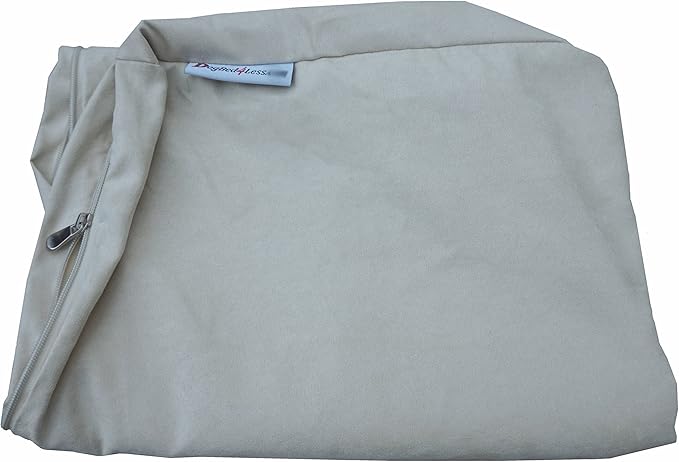Dogbed4less Medium Memory Foam Dog Bed Pillow with Orthopedic Comfort, Waterproof Liner and Khaki Microsuede Pet Bed Cover 37X27 Inches