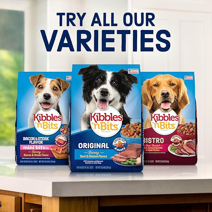 Kibbles 'n Bits Original Dry Dog Food, Savory Beef & Chicken Flavors for Adult Dogs, 16 lb. Bag